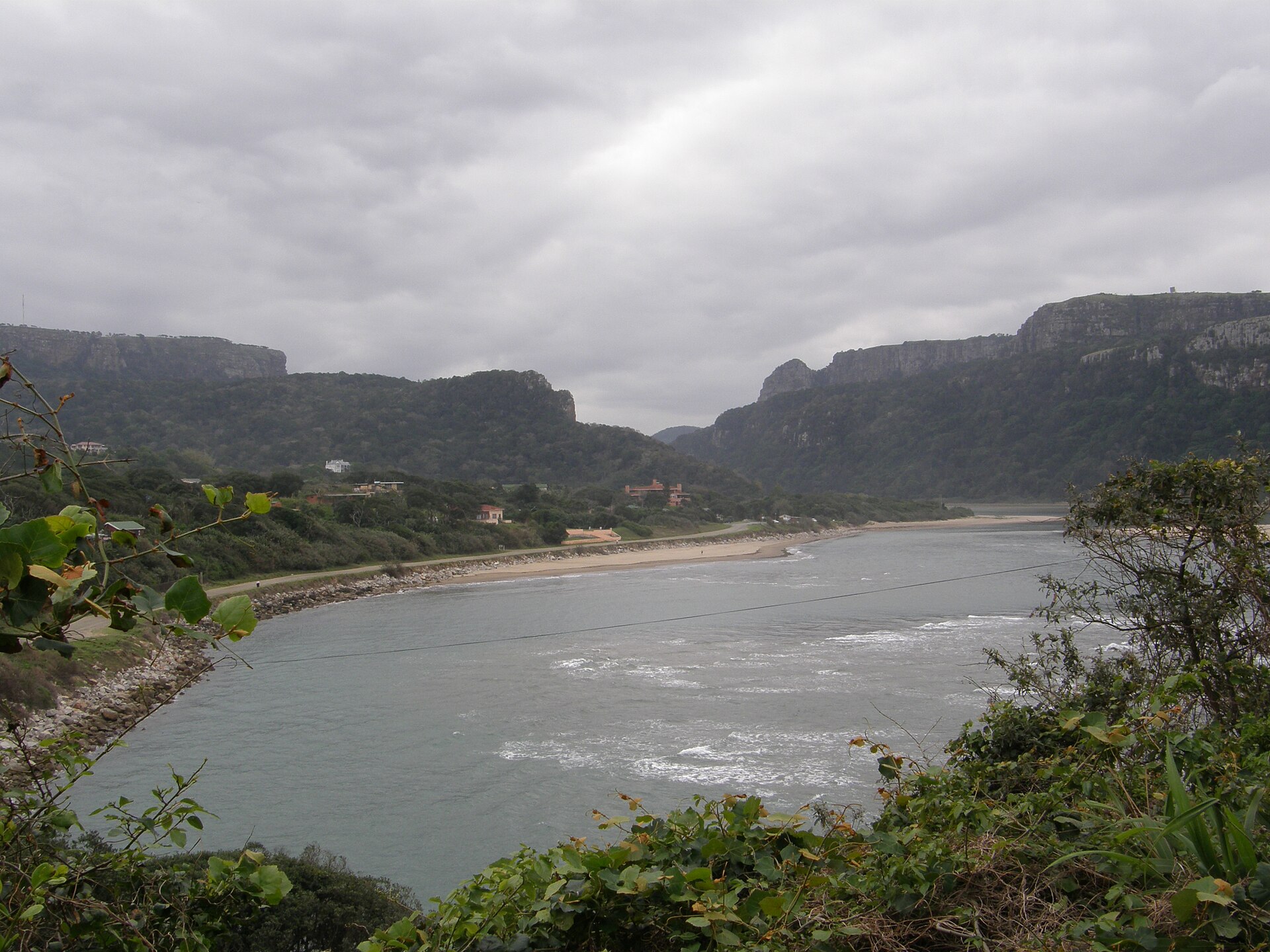 View over the Umzimvubu river mouth from the lighthouse